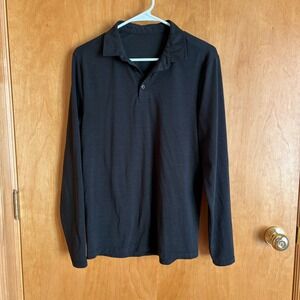 Lululemon Polo Shirt Mens Small Black Long Sleeve Evolution Tech Pique